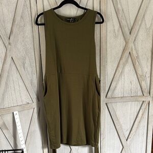 Sleeveless Olive Green Dress with Pockets